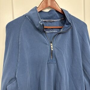 Tommy Bahama Sweater Mens XL Blue Quarter Zip Island Crafted Beach Casual